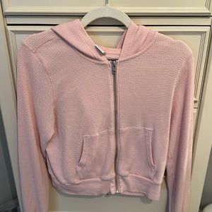 Aritzia  Waffle  Pink Zip Up